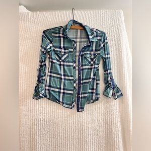 Passport Girl Plaid Button Up Shirt               Kids Size - 7